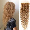 Peruvian Kinky Curly Closure Free Part Honey Blonde Lace Closure Kinky Curly human Hair Closure