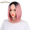 AISI HAIR 8 Color Ombre Wig Synthetic Hair Short Wigs for Black Women Bob Straight Hair