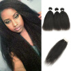 kiss hair nature color yaki straight unprocessed Brazilian human hair extension 3 bundles with 44 lace closure