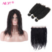 Alot Hair 360 Frontal With Bundles Kinky Curly Malaysian Hair 3 Bundles With Closure 360 Frontal With Bundles