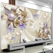 3D Stereo Relief Pearl Diamond Butterfly Flower Mural Wallpaper Living Room TV Sofa Background Wall Paper Modern Romantic Decor