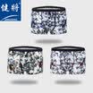 Jianjin Mens Ice Silk Panties Boxer Mid-Waist Print Sexy Comfortable Soft Fashion Personality Pattern U Convex Pants Head 3 Pack 8J891 Tri-Color L