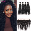 Alot Hair Brazilian Virgin Deep Wave Hair 4 Bundles With Lace Closure 134 Free Part Human Hair Bundles With Frontal Closure