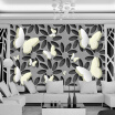 Custom Wall Mural Wallpaper Modern Minimalist Fashion 3D Stereoscopic Flower Butterfly Living Room TV Background Wall Painting