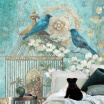 Custom 3d mural Hand painted retro bird&flower wallpaper living room bedroom large mural