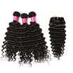 BHF hair Malaysian Closure In Human Hair 3 Bundles With Closure Deep Wave Free Shipping