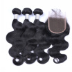 9A Grade Brazilian Virgin Hair With Closure Body Wave 3 Bundles With Closure Human Hair Weave With Closures