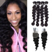 7A Grade Brazilian Virgin Hair 4 Bundles With 4x4 Closure Loose Wave Hair Amazing Hair Weft New Arrival Sexy Style