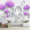 Custom Photo Wallpaper Papel De Pared 3D Purple Flower Circle Stripe Mural Wall Papers Home Decor Living Room Modern Wallpaper