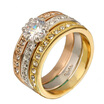 Top Quality 3pcs mix Colors Cubic Zirconia Wedding Ring set Classical Elgant Jewelry Gold Plated R107