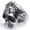 Hpolw silver&black Stainless Steel Gothic Cross Skullskeleton Carved with sacred Fu WenEnglish letters Ring