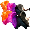 New Arrivals Stage Performance Dance Fans 100 Silk Fans Colored 180cm Women Belly Dance Silk Fans 2pcs BlackPurpleRoseOrange