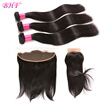 Lace Frontal with Bundles 8A Unprocessed Malaysian Virgin hair 3 Bundles Free Part