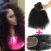 7A Brazilian Kinky Curly Virgin Hair 3 Bundles With Lace Closure Free Or Middle Part Brazilian Kinky Curly Brazilian Virgin Hair