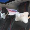 Jun Zhe car headrest neck pillow cartoon head bones plush cotton car headrest pair of plush beige