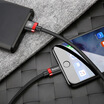 Baseus Apple Data Line Gold Belt Mobile Phone Charging Cable for iPhoneX87 plusiPad USB Data Cable Lengthening Power Charging Cable 3 Meter Black Red
