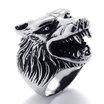 Hpolw Stainless Steel High quality Punk Vintage animal Wolf head rings Rock gothic Finger Ring Fashion bijouterie Mens Ring