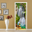 3D Wallpaper Classic Waterfall Garden Photo Wall Mural Door Sticker Living Room Bedroom PVC DIY Murals Door Stickers 77cmx200cm