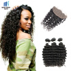 kiss hair virgin Indian temple human hair deep wave Indian hair extension 3 piece hair bundles with 413 lace frontal