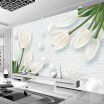 Custom Photo Wallpaper Modern 3D Stereoscopic Relief White Pearl Tulip Living Room TV Background Brick Wall Painting Home Decor