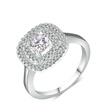 AAA CZ Crystal Square Bijoux Fashion Wedding & Engagement Ring Jewelry For Women Love Gift White Gold Plated R652