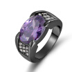 35CT Fashion jewelry Mens 18K Black Gold Plated Wedding Matching RubyamethystTopaz Zircon stone Ring Size 7-15