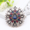 Classic Turkish Women Round Flower Brooch Pins Antique Bride Jewelry Snowflake Resin Broches Brooch India Hijab Scarf Pin Bijoux