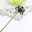 Vintage Turkish Women Flower Hair Sticks Clasp Mellow Resin Jewelry Retro Gold Color India Hairwear Arabia Bride Bun Hairpin