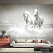 Custom 3D Photo Wallpaper Large Mural Retro White Horse Wall Mural Sofa Bedroom TV Backdrop 3D Stereo Mural Wallpaper For Walls