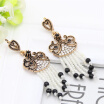 Vintage Turkish Women Flower Seed Bead Drops Earrings Antique Gold Color Dangle Tassel Earring Indian Ethnic Wedding Jewelry