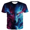 3D Moon wolf wolves T-shirts high elastic T-shirt print fitness tops O-neck fashion size 3XL short sleeve T-shirts