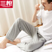 Three guns mens cotton pajamas soothing cotton breathable loose drawstring mens home trousers light gray XL