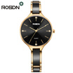 ROSDN Luxury Fashion Womens Watches Gift Set Quartz Watch Bracelet Wrist Watch for Women Ceramics Stainless Steel Band Gold