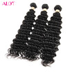 Alot Human Hair Deep Wave Peruvian Hair Weave 3 Bundles Natural Color Hair Extensions