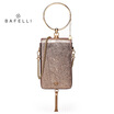 BAFELLI split leather shoulder bag metal tassels bolsos mujer rose red ring handbag rose gold minaudiere women messenger bags