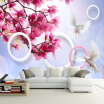 Custom 3D Photo Wallpaper Magnolia Flower Pigeons Living Room TV Background Large Mural Wallpaper Wall Covering Modern Painting