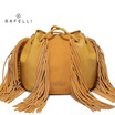 BAFELLI new arrival genuine leather handbag fashion tassel bucket soft sheepskin shoulder bag hot sale green yellow women bag
