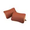 AOYALE car seat neck pillow car leather head pillow car headrest memory cotton headrest car supplies pair beige