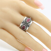 New Antique Wide Silver Color Finger Rings For Woman Multicoloured Resin Paved Cocktail Vintage Ring For Female Skys Eyes Ring