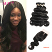 Alot Indian Body Wave With Closure 7a 4 Bundles Body Wave With Closure Human Hair Weave With Closure India Virgin Hair With Closur