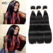 HCDIVA Indian Virgin Human Hair Straight 3 Pcs Lot Natural Black Can be Colored India Straight Hair Weaving Grade 7A