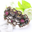 Ethnic Women Flower Bangle Bracelet Antique Gold Color Resin Turkish Jewelry Rhinestone Bangles Ladies Banquet Wedding Bijoux