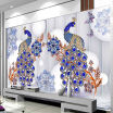 Custom Mural Wallpaper European Style Blue Peacock Jewelry Flower Luxury Wall Paper Living Room TV Sofa Backdrop Papel Mural 3 D