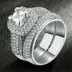 Sliver Color AAA CZ Diamond Crystal Rings Fashion Wedding & Engagement Ring Set For Women R568
