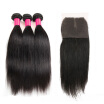 7A Brazilian Straight Virgin Human Hair Bundles Unprocessed Remy Human Hair Weave With Closure Brazilian Straight Virgin Hair