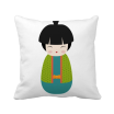 Green Kimono Doll Art Japan Square Throw Pillow Insert Cushion Cover Home Sofa Decor Gift