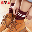 Yalu YALU socks ladies socks heap piles of socks in the tube socks Japanese fresh plus velvet thick warm socks fresh parallel bars striped five pairs of color