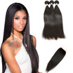8A Mink Brazilian Straight Hair With Closure Brazilian Virgin Hair With Closure 34 Bundles Straight Brazilian Hair With Closure