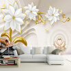 Custom Mural Wallpaper Luxury Gold Jewelry Flower 3D Relief Living Room TV Background Wall Murals Home Decor Papel De Parede 3D