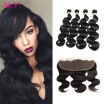 Alot Virgin Peruvian Body Wave Frontal Lace Closure 134 Unprocessed Virgin 100 Human Hair 4 Bundles Body Wave With Frontal Lace